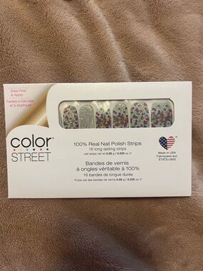 Color Street Multicolor Confetti & Silver Glitter Nail Strips